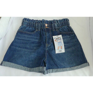 NWT YMI Women's High Waist Paperbag Denim Shorts Jean Elastic Gather Waist Sz L